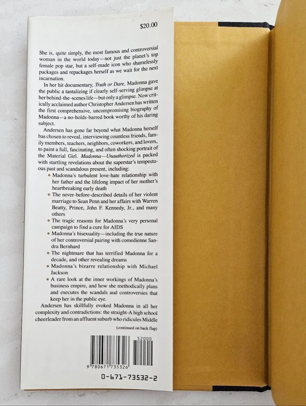 Madonna Unauthorized by Christopher Andersen Hardback Book